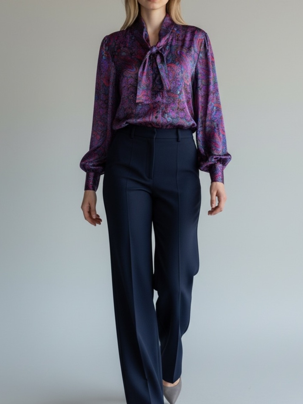 Vintage 80’s Paisley Georgette Tie-Neck Shirt By The Better Blouse Co. Toronto